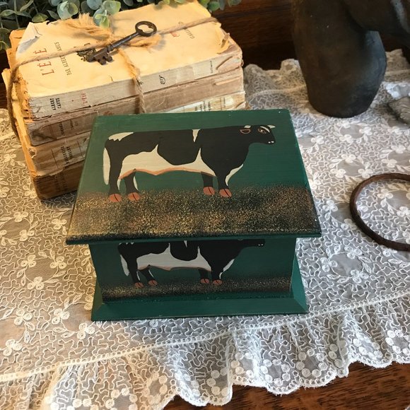 vintage wood cow box